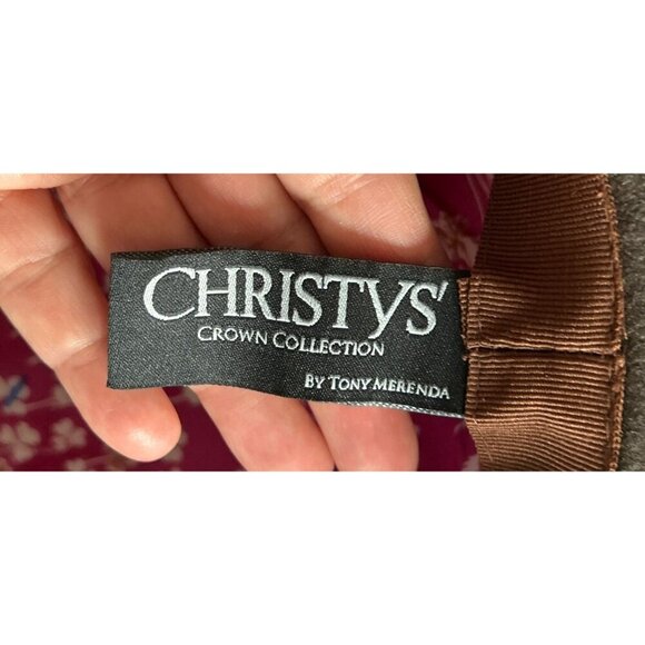 Christys Crown Collection Fedora Wide Brim Brown Wool Floppy Hat W/ Ribbon Accen - Picture 7 of 9